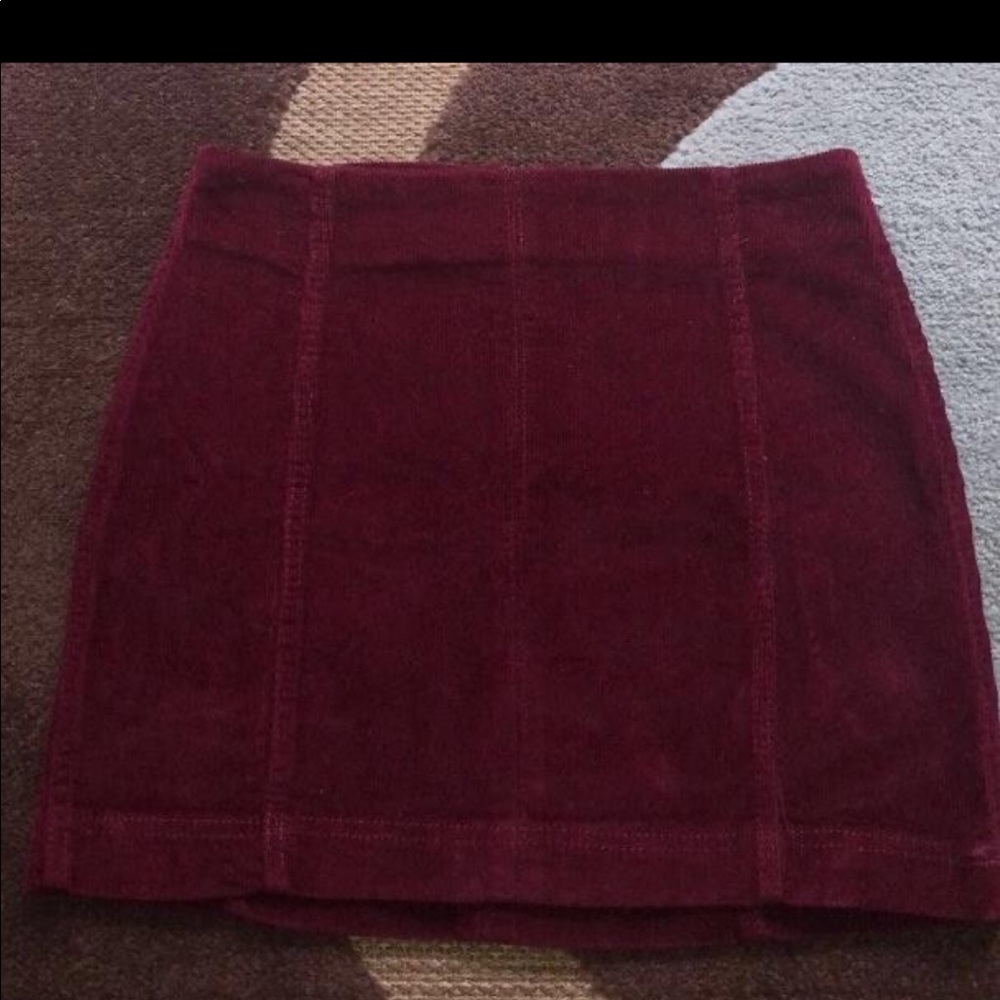 maroon suede skirt